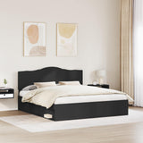 Bed Frame with Headboard Black 200 x 200 cm Solid Pine Wood 3413264