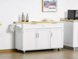Kitchen Island Utility Cart, with 2 Storage Drawers & Cabinets for Dining Room, White T3398P344624