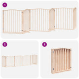 Dog Gate with Door Foldable 6 Panels 480 cm Poplar Wood 3155613