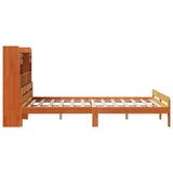 Bookcase Bed without Mattress Wax Brown 150x200 cm King Size Solid Wood Pine 3308881