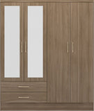 ZNTS Nevada 4 Door 2 Drawer Mirrored Wardrobe 100-101-117