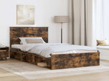Bed Frame Smoked Oak 100 x 200 cm Solid Pine Wood 3411050