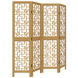 Room Divider 4 Panels Brown Solid Wood Paulownia 358865