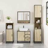 4 Piece Bathroom Furniture Set Sonoma Oak Engineered Wood 3301226