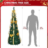 ZNTS 7 FT Fully Decorated Pre-lit Christmas Tree, Pop Up Artificial Xmas Tree with 100 Warm Lights 93796583