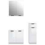 ZNTS 3 Piece Bathroom Cabinet Set High Gloss White Engineered Wood 3115872