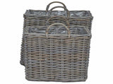Planter Basket with Storage 2 pcs Grey Lacak Rattan 42020969
