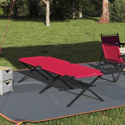 Folding Camping Bed Folding Manual Red Oxford fabric 42003188