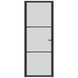 Interior Door 76x201.5 cm Black Matt Glass and Aluminium 350552