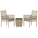 Garden Bistro Set 3 pcs Beige Poly rattan 3334958