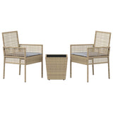 Garden Bistro Set 3 pcs Beige Poly rattan 3334958