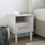 Bedside Cabinet SENJA Rattan Look White 40x35x48 cm Solid Wood Pine 358011
