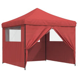 ZNTS Foldable Party Tent Pop-Up with 4 Sidewalls Burgundy 4004931