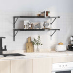 Wall Shelves 2 pcs 100x40x3 cm Black Stainless Steel 30287