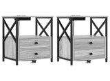Bedside Cabinet with Drawer 2 pcs Grey Sonoma 40 x 31 x 60 cm 859567