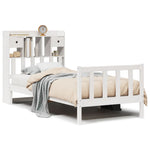 ZNTS Bookcase Bed without Mattress White 90x190 cm Single Solid Wood Pine 3321730