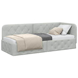 Corner Bed Frame with Headboard Light Grey 80 x 200 cm Velvet 42016513