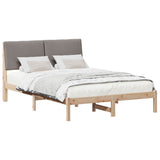 Bed frame Brown and taupe 140 x 190 cm Solid pine wood 878757