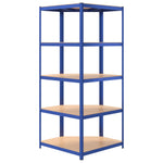 5-Layer Corner Shelf Blue Steel&Engineered Wood 152873