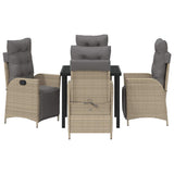 Garden Dining Set with Cushion 5 pcs Beige Poly Rattan 3380562