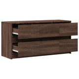 TV Cabinet with LED Brown Oak 100x34x50 cm Engineered Wood 852221