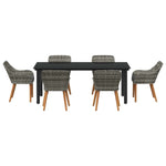 Garden Dining Set with Cushion 7 pcs Grey Poly Rattan 3261689