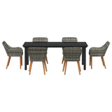 Garden Dining Set with Cushion 7 pcs Grey Poly Rattan 3261689