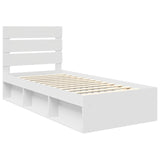 Bed Frame with Headboard White 100 x 200 cm Solid Pine Wood 3411776