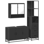 ZNTS 3 Piece Bathroom Furniture Set Black Engineered Wood 3301160