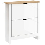 Slim Shoe Cabinet, Narrow Shoe Cupboard with 2 Flip Drawers, Adjustable Shelves for 12 Pairs of T3398P344558