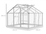 6 x 6ft Walk-In Greenhouse, Polycarbonate Greenhouse with Sliding Door, Window, Aluminium Frame, T3398P314642