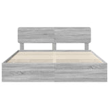Bed Frame with Drawer Grey Sonoma 200 x 200 cm Engineered Wood 3412155