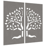 Garden Wall Decorations 2 pcs 105x55 cm Corten Steel Tree Design 824510