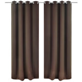 2 pcs Brown Blackout Curtains with Metal Rings 135 x 245 cm 130371