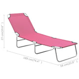 ZNTS Folding Sun Lounger Steel and Fabric Pink 310330