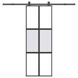 Sliding Door with Hardware Set 76x205 cm Tempered Glass&Aluminium 3332974
