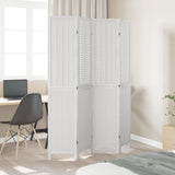 Room Divider 4 Panels White Solid Wood Paulownia 358723