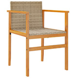 Garden Chairs 2 pcs Beige Poly Rattan&Solid Wood 368710