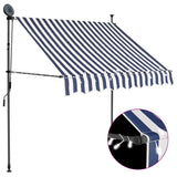 Manual Retractable Awning with LED 100 cm Blue and White 145841