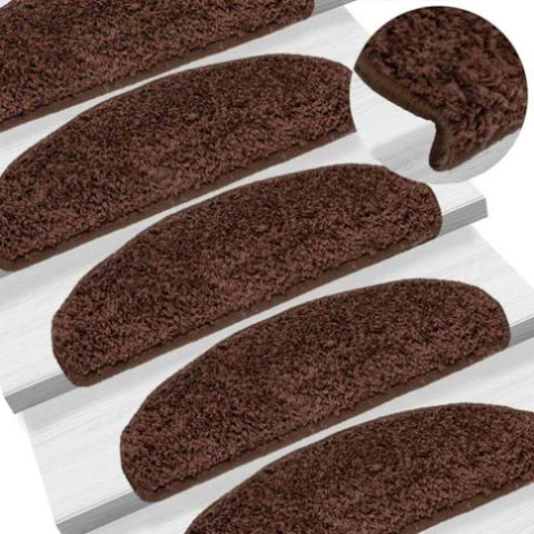 Stair Mats 10 pcs 65x21x4 cm Brown Half Round Large 149805