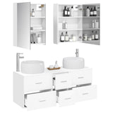 Bathroom Furniture Set 5 pcs White Engineered Wood and Glass 3407047