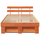 Bed Frame with Headboard Wax Brown 120 x 190 cm Solid Pine Wood 3382288