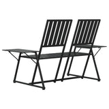 ZNTS 2-Seater Garden Bench 165 cm Black Steel 318819