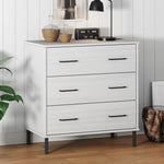 ZNTS Sideboard with 3 Drawers White 77x40x79.5 cm Solid Wood OSLO 350981