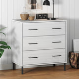 ZNTS Sideboard with 3 Drawers White 77x40x79.5 cm Solid Wood OSLO 350981