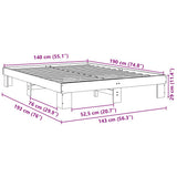 Bed Frame without Mattress 140x190 cm Solid Wood Oak 851960