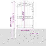 Fence Gate with Spikes Grey 200 x 100 cm Powder-coated steel 42008991