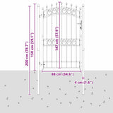 Fence Gate with Spikes Grey 200 x 100 cm Powder-coated steel 42008991