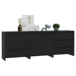 ZNTS 3 Piece Sideboard Black Engineered Wood 3098066