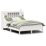 Bookcase Bed without Mattress White 150x200 cm King Size Solid Wood Pine 3322907